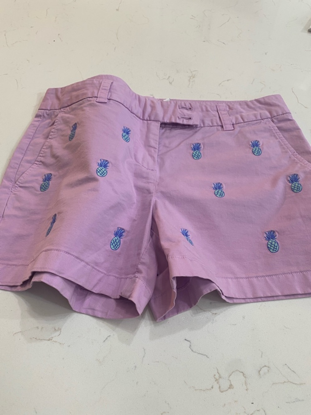 Vineyard Vines Lilac Pineapple Embroidered Bermuda Shorts